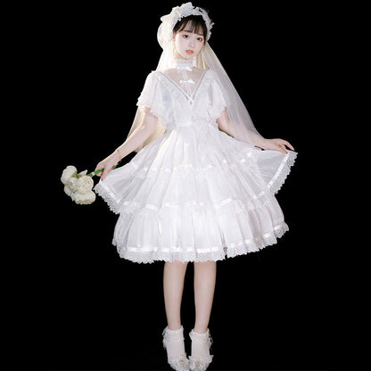 Elegant High Collar Lace Bow Knot Lolita Dress