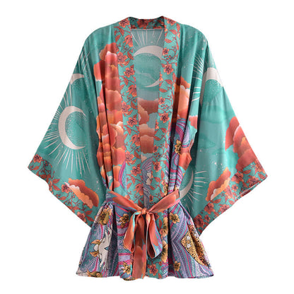 Vintage Moon Floral Print Cardigan Outerwear