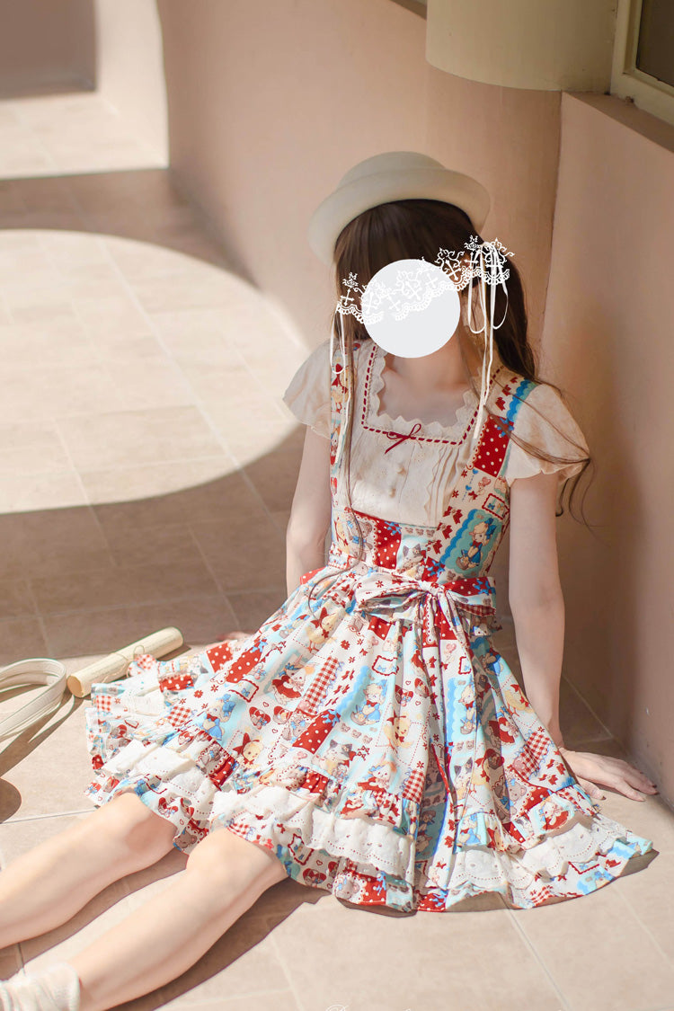 Vintage Lolita Jumper Dress with Layered Ruffles