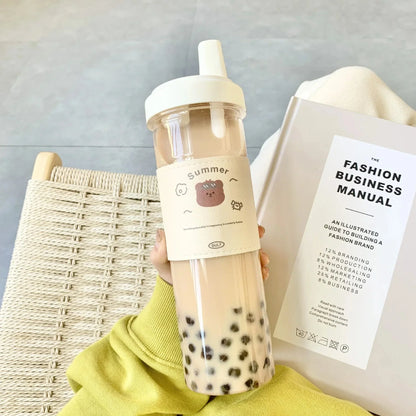 500/850ML Boba Tea Large Capacity Plastic Reusable Bottle Bottle by The Kawaii Shoppu | The Kawaii Shoppu