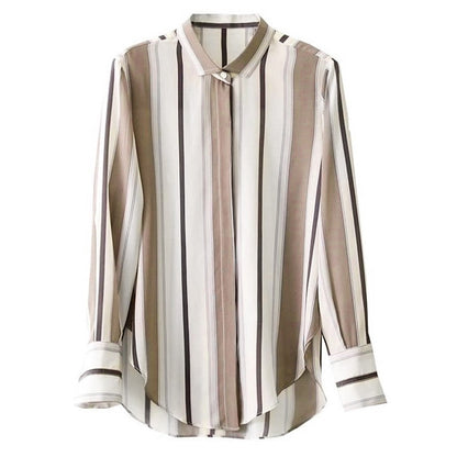 Casual Vertical Striped Loose Shirt