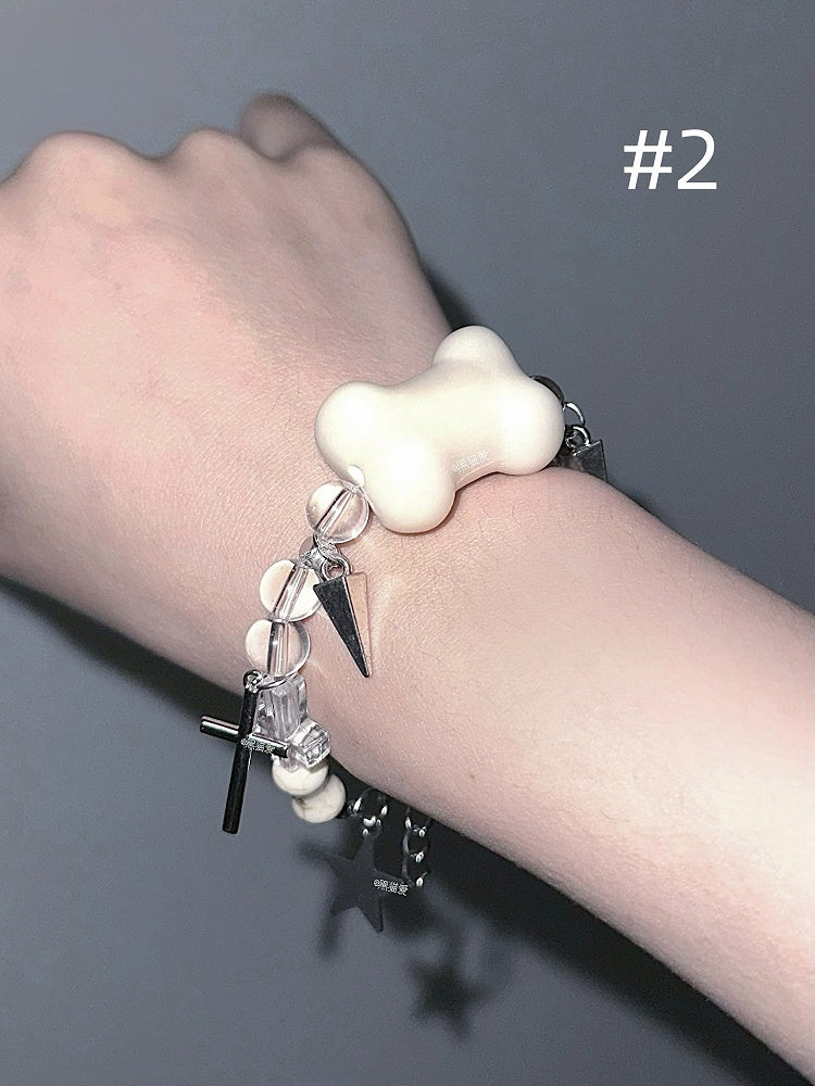 Bone-shaped Cross Star Beaded Bracelet