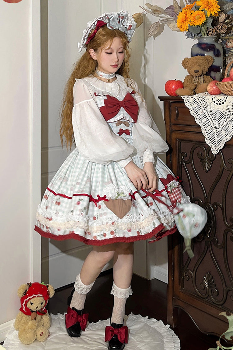 Light Blue Plaid Bowknot Sweet Lolita Jumper Dress