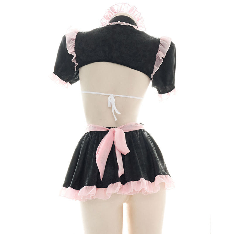 Cute Pink Lace Maid Lingerie Set