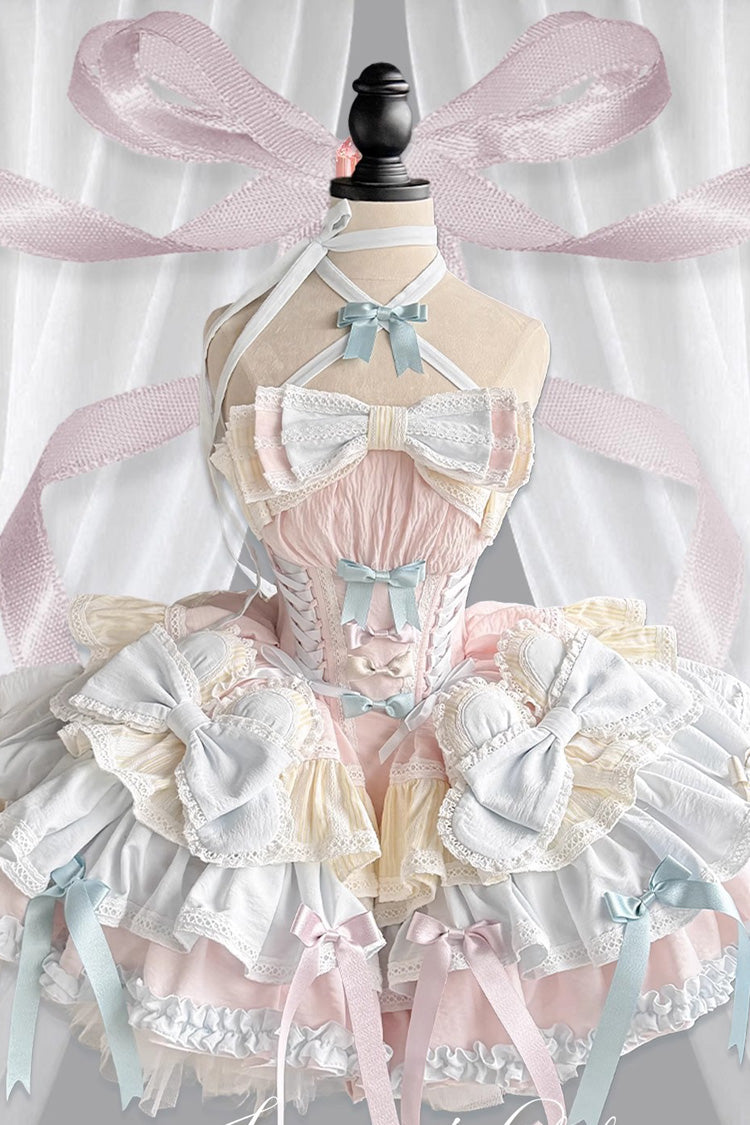 Ribbon Dance Multi-Layered Ruffled Lace-Up Princess Dress