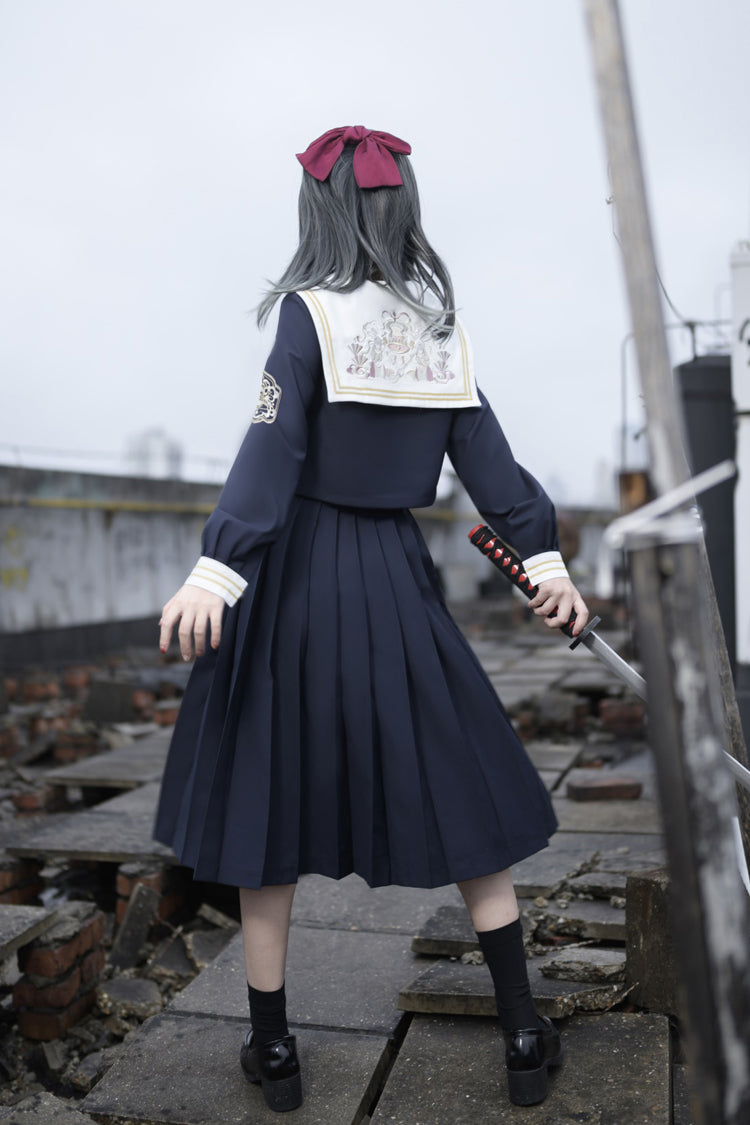 College Bowknot Sweet Lolita Skirt Set