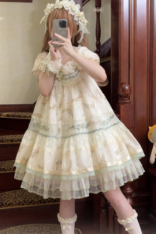 Princess Lolita Dress with Hollow Embroidery and Lace
