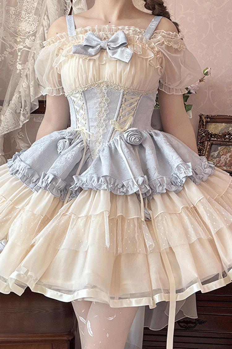 Ballet-Inspired Triple-Layer Lace-Up Bowknot JSK Dress