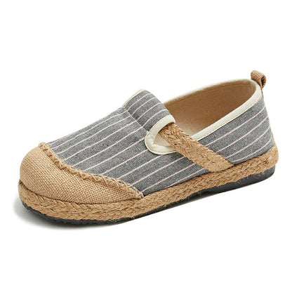 Vintage Casual Striped Print Canvas Flats Shoes