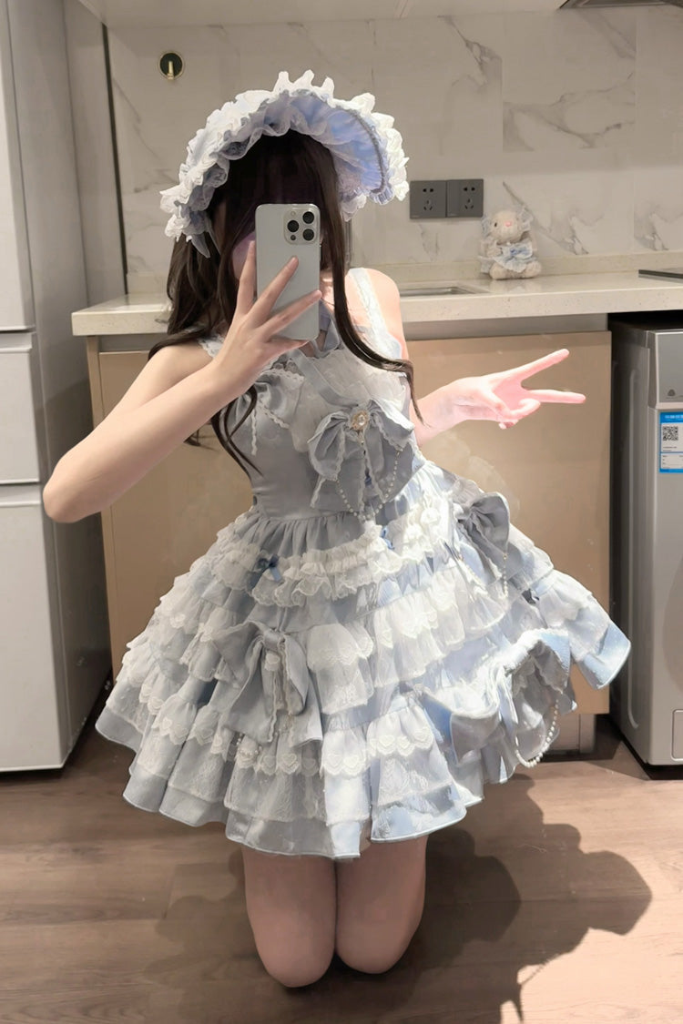 Sweetheart Doll Multi-Layer Ruffle Bow Lace Princess Gorgeous Lolita Jumper Gown
