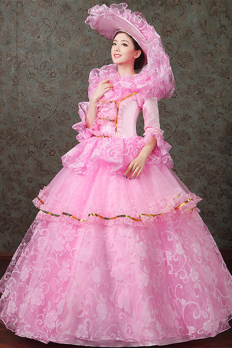 Victorian Floral Embroidered Dress with Diamond Buttons - Altfashion Shop