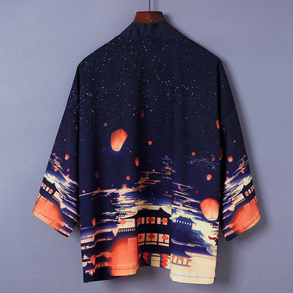 Vintage Lanterns Night Cardigan Kimono Outerwear