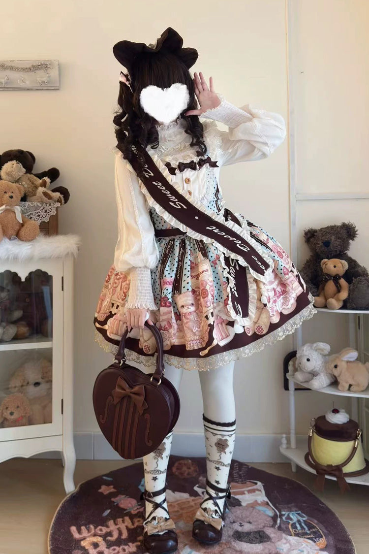 Sweet Lolita Strap Dress with Ruffled Bow and Lace