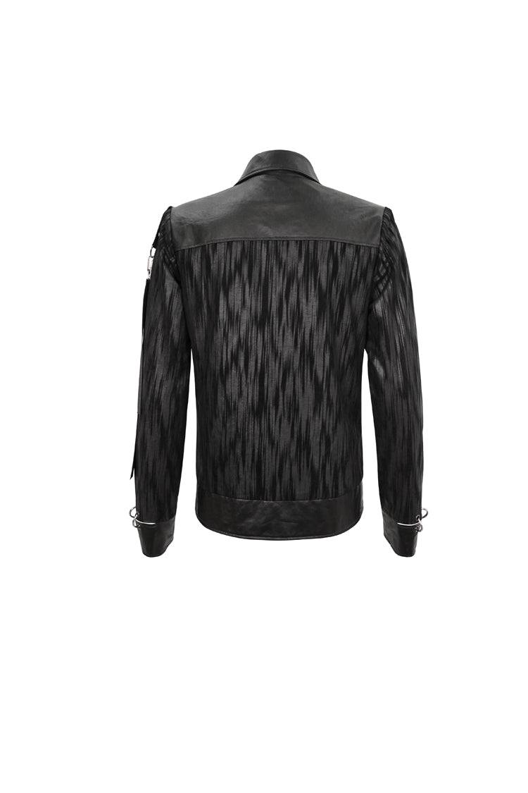 Raven Ring Perforated Lapel Buttoned Punk Jacket for Men