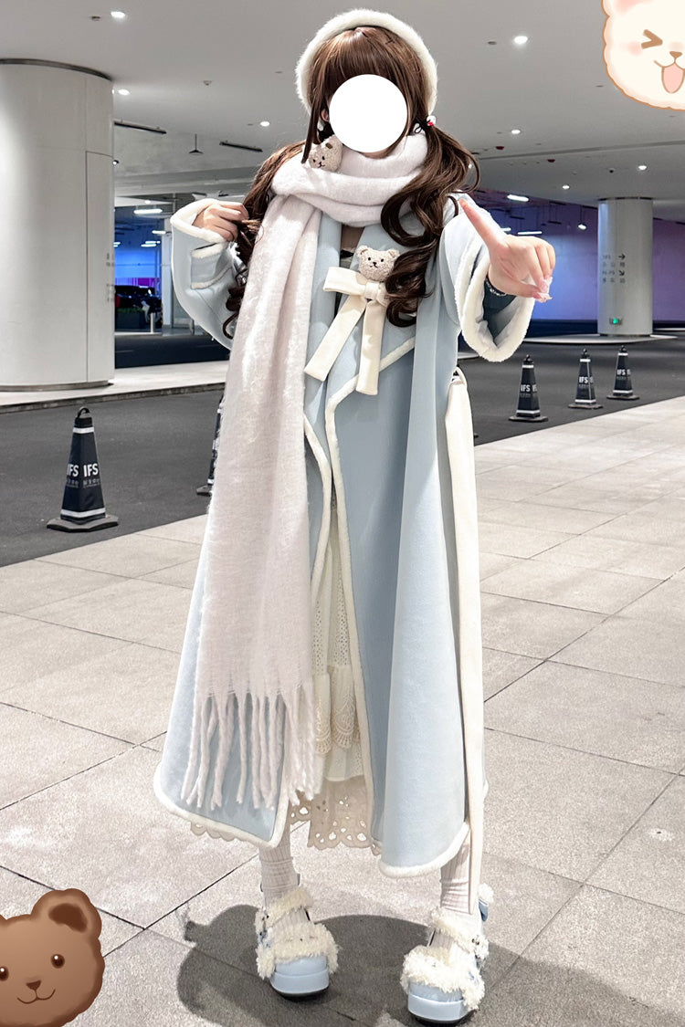 Cute Bear Bow-Adorned Sweet Lolita Long Coat in Two Colors