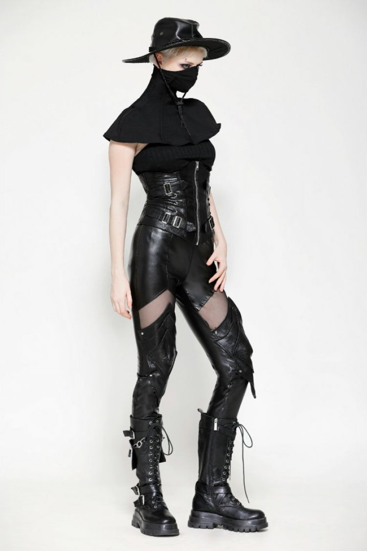 Gothic Punk Neckwear for Women with High Collar and Bead Accent