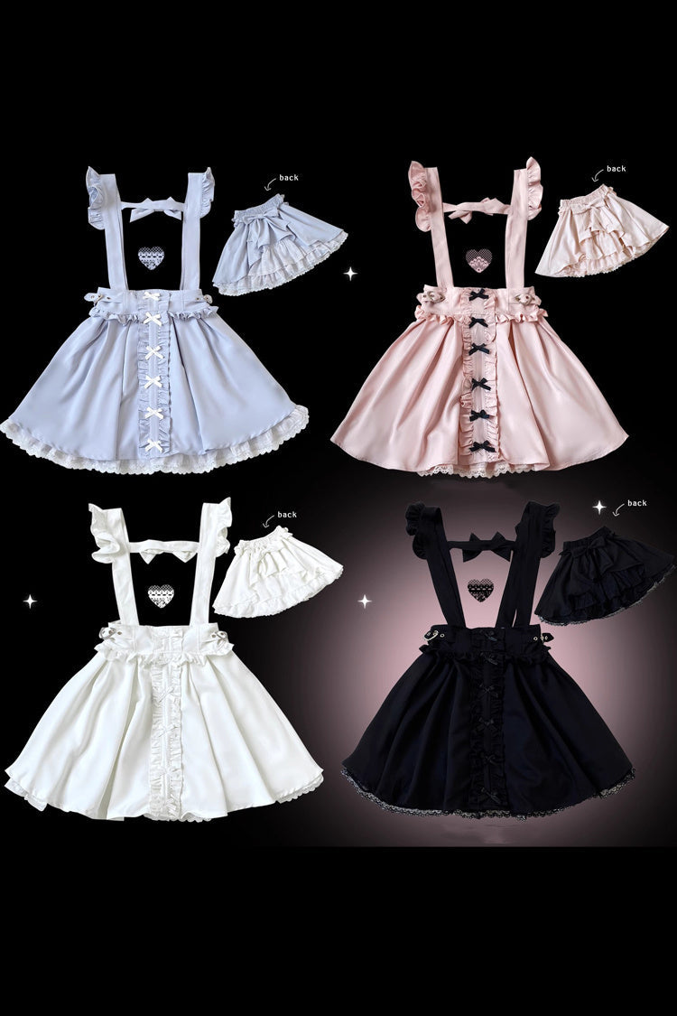 Dolls Only Ruffle Bow Lace Corset Sweet Jirai Kei Strap Dress in Four Colors