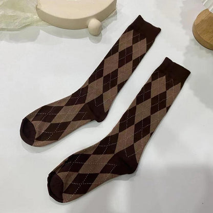 Kawaii Rhombus Pattern Print Socks