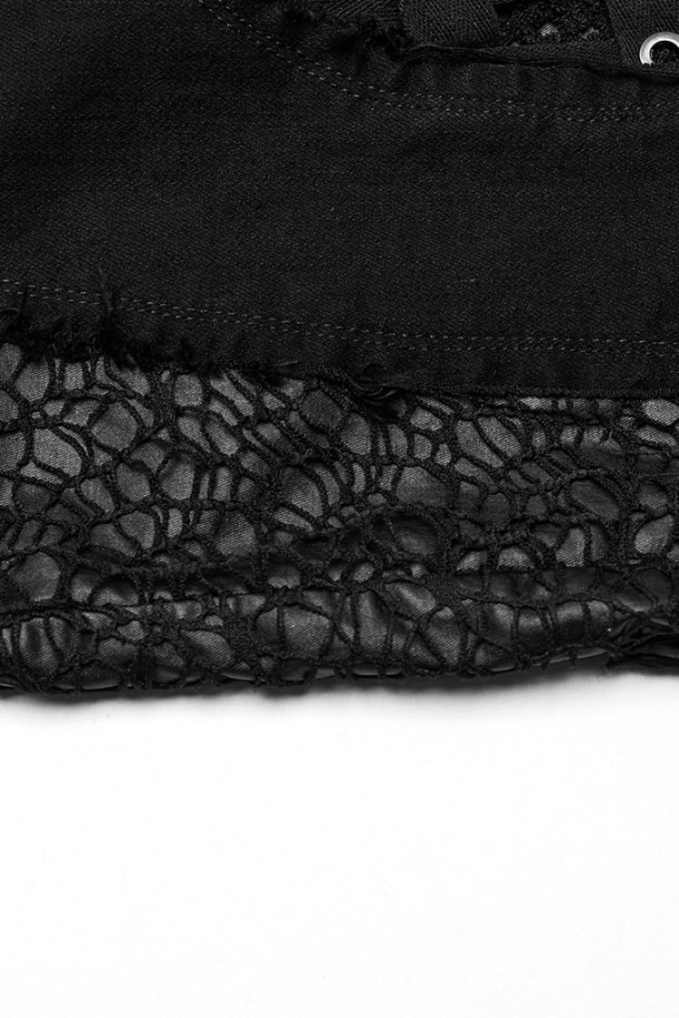 Punk Flared Pants with Eye Buckle & Unedged Cutout Design for Women