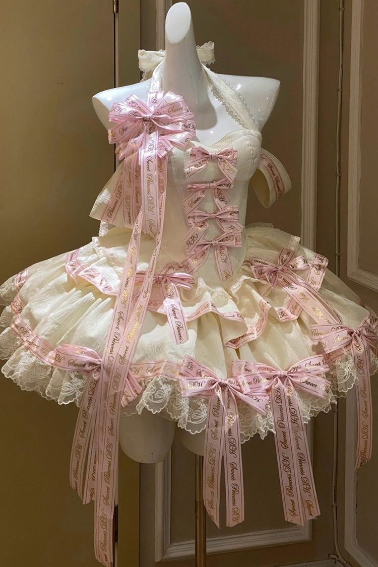 Young Lady Halterneck Lolita Dress with Layered Ruffles & Bow