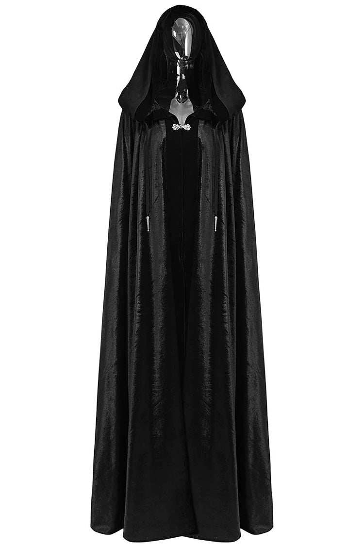 Women's Gothic Hooded Cloak Cape Long Coat with Hollow Design