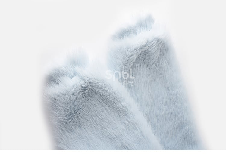 Blue Fluffy Cat Ears Hooded Faux Fur Coat Detachable Cat Plushie