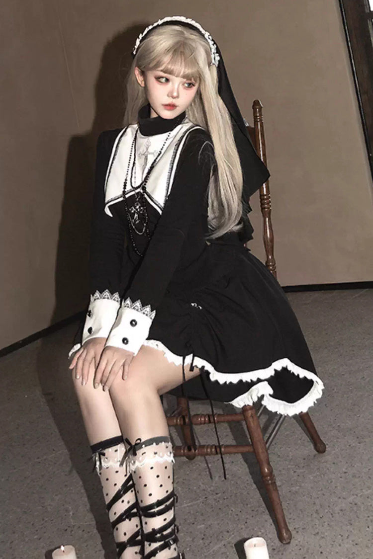 Peace Prayer Asymmetric Gothic Skirt Set