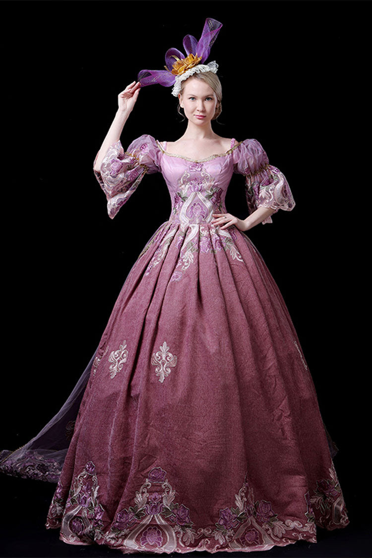 Victorian Lolita Prom Dress with Embroidery, Half Sleeves, High Waist