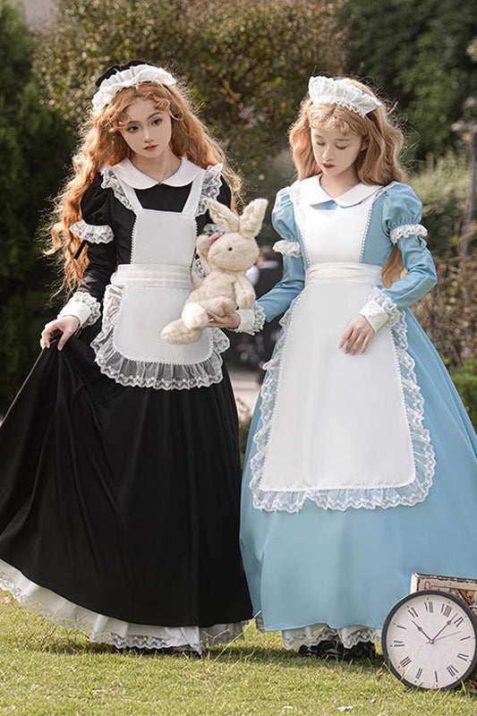 Gothic Maid Lace-Trimmed Collar Ruffle Plus Size Dress