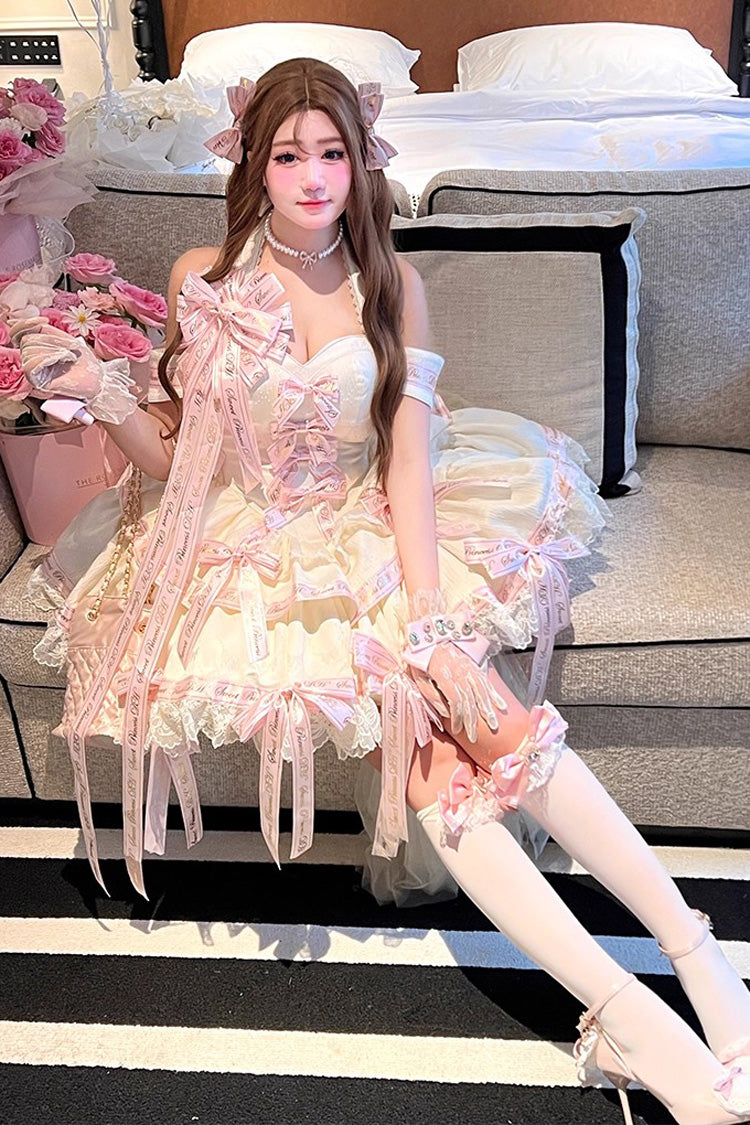Young Lady Halterneck Lolita Dress with Layered Ruffles & Bow