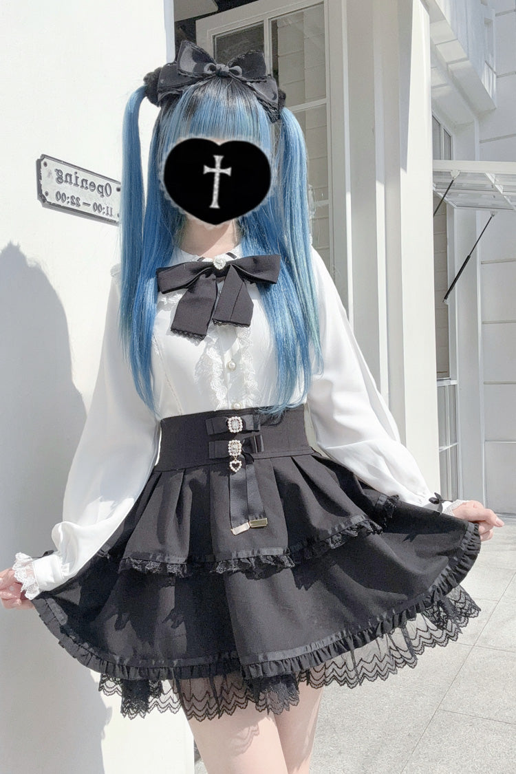 Rabbit Ear Long Sleeve Bow Lace Sweet Jirai Kei Blouse