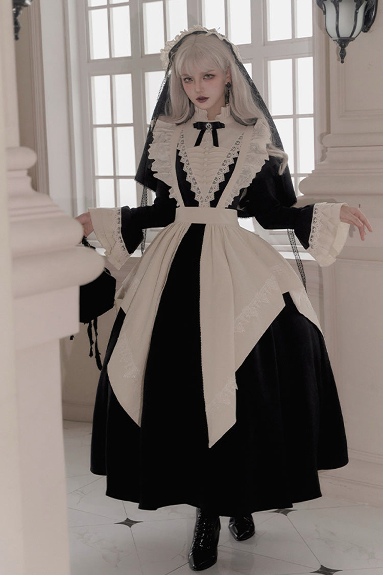 Black Gothic Long Sleeve Ruffled Nun Lolita Dress