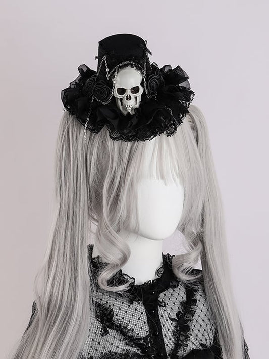 Black Floral Halloween Skeleton Hat