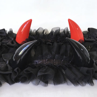 Dark Demon Horn Lace Hair Accessory