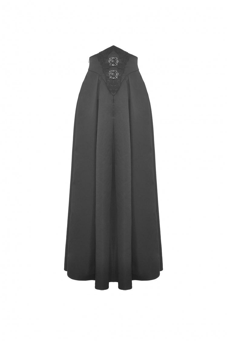 High-Waisted Pleated Gothic Long Skirt for Women