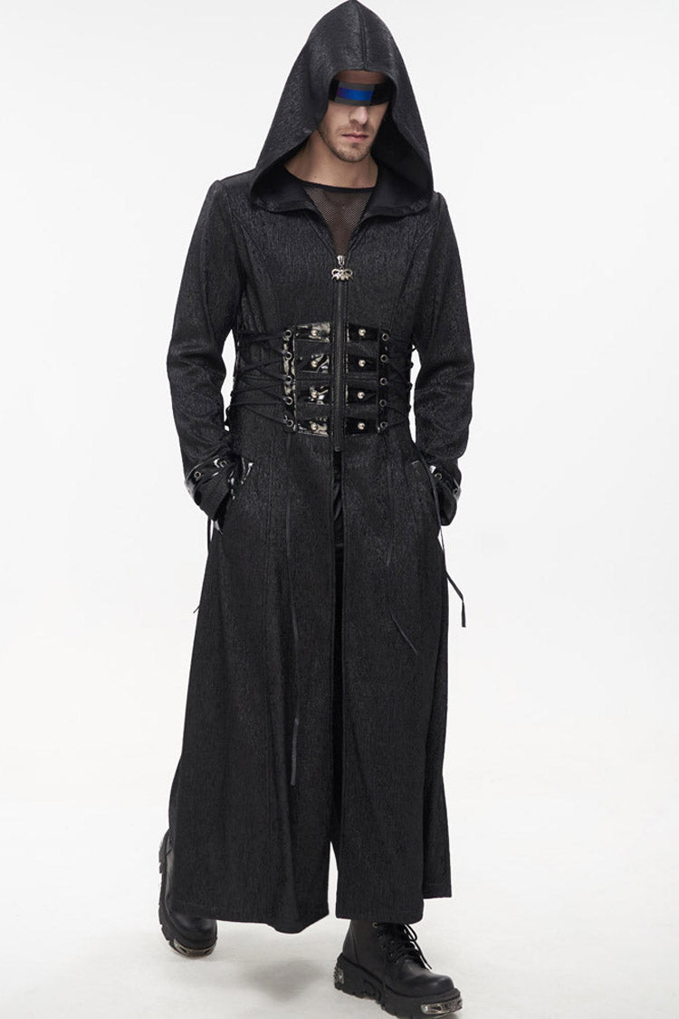 Stripe Mechanic Stitched Faux-Girdle Slim Punk Coat