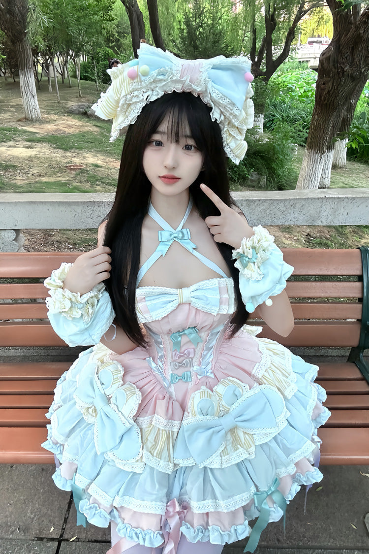 Ribbon Dance Multi-Layered Ruffled Lace-Up Princess Dress