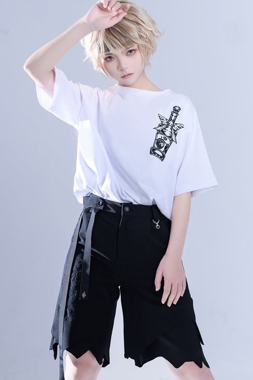 Noir High-Waisted Ouji Lolita Shorts with Shadow Print
