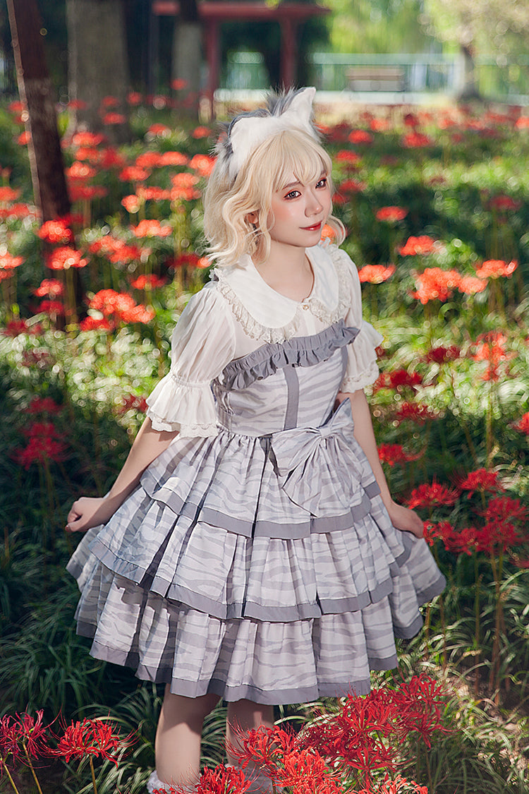 Ash Triple-Layered Ruffle Bowknot Sweet Lolita Gown