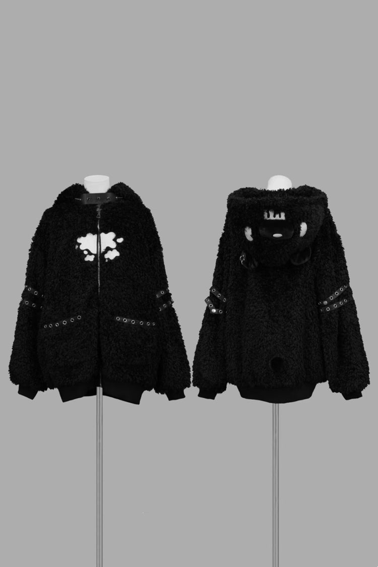 Bear Ears Hooded Zippered Gothic Jirai Kei Lolita Coat