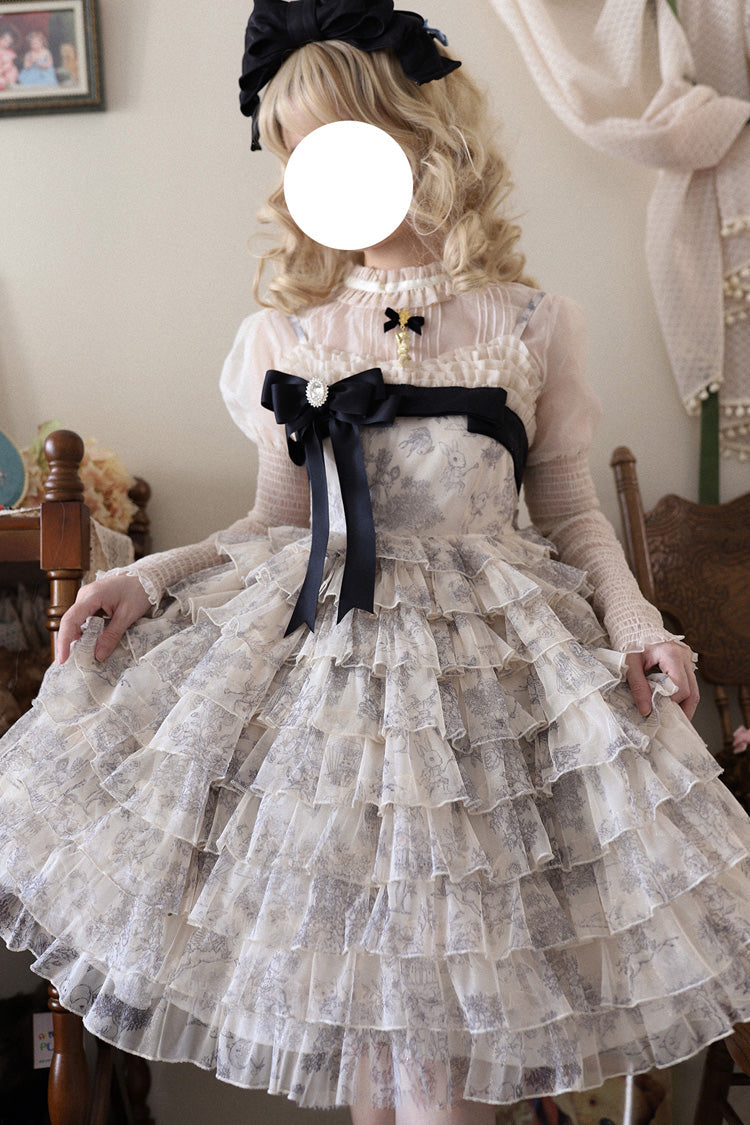Wonderland Travels Multi-Layered Ruffled Bow Sweet Tiered Dress