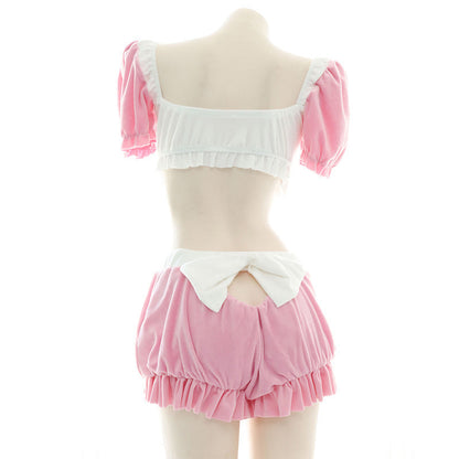 Pink Sweet Bow Knot Maid Lingerie Set