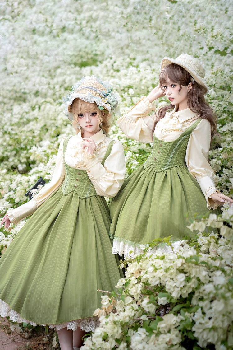 Dreamlike Realm Sleeveless Printed Ruffled Embroidered Corset Elegant Sweet Lolita JSK Dress