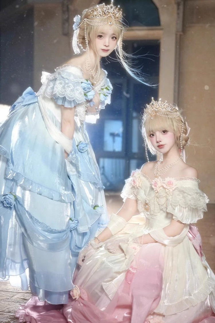 Gradient Ruffle Dress with Short Sleeves - Sweet Lolita
