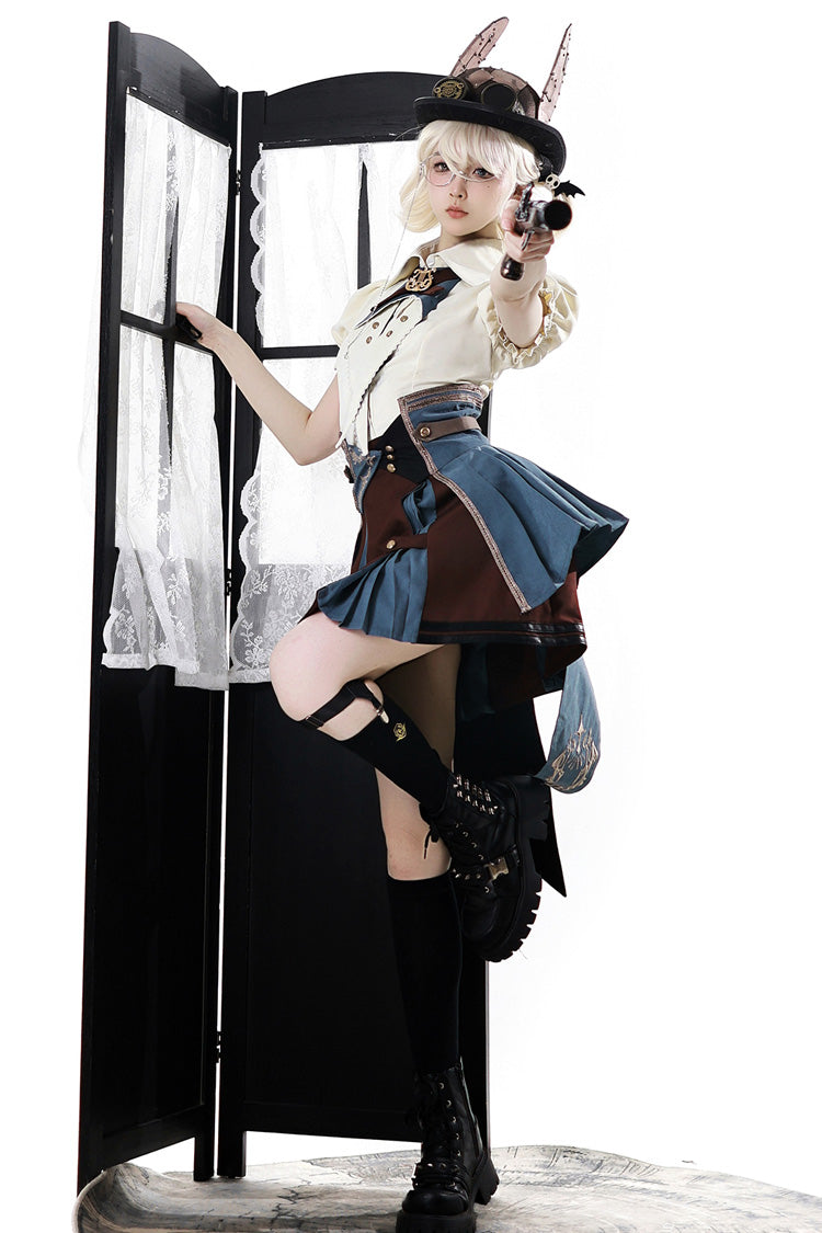 Fairy Town Train Conductor British Academic Embroidered Punk Lolita Skirt Set