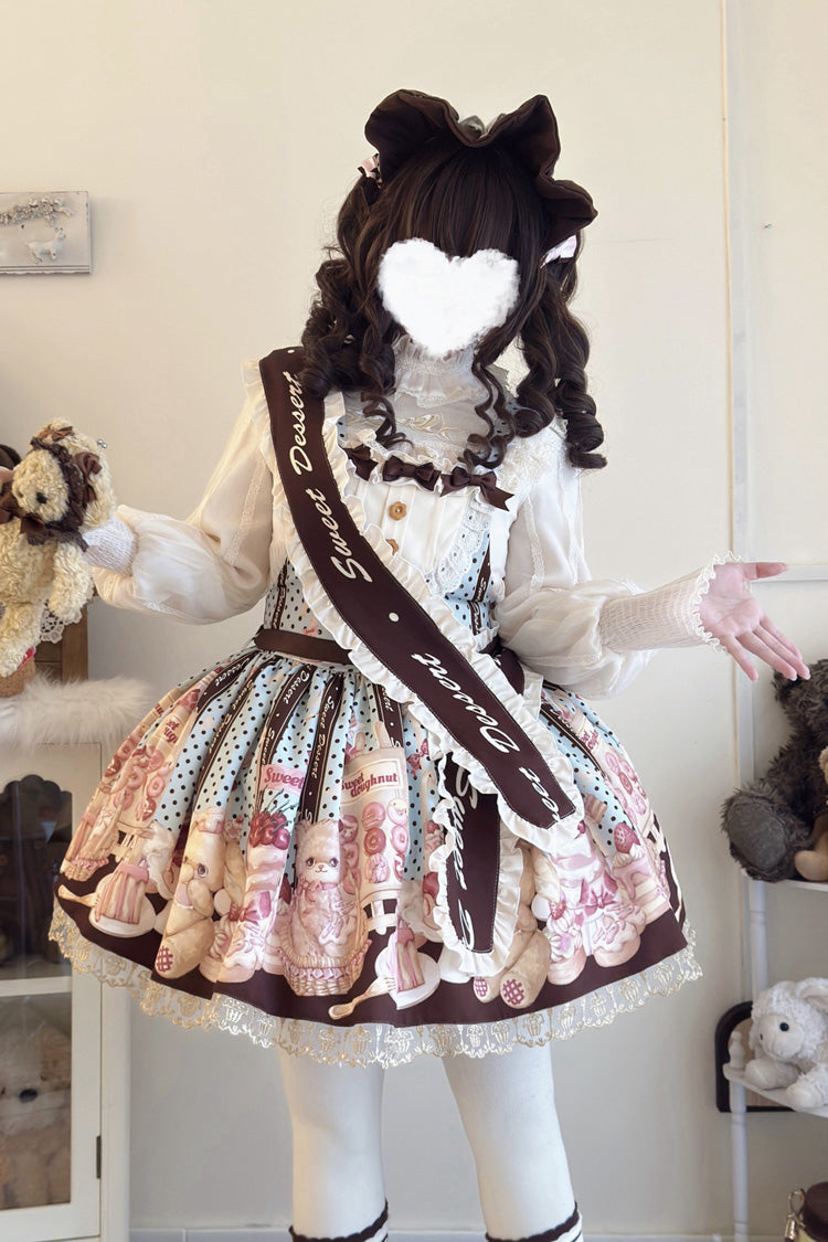 Sweet Lolita Strap Dress with Ruffled Bow and Lace