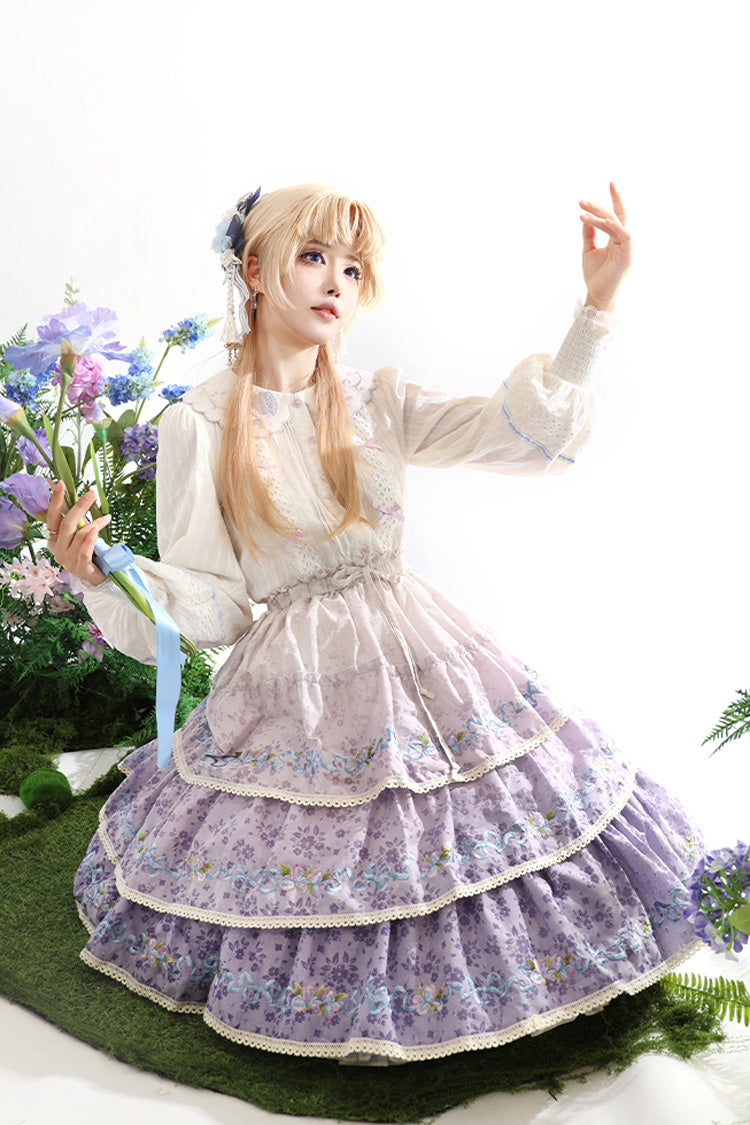 Moonlight Iris Printed Lace Skirt
