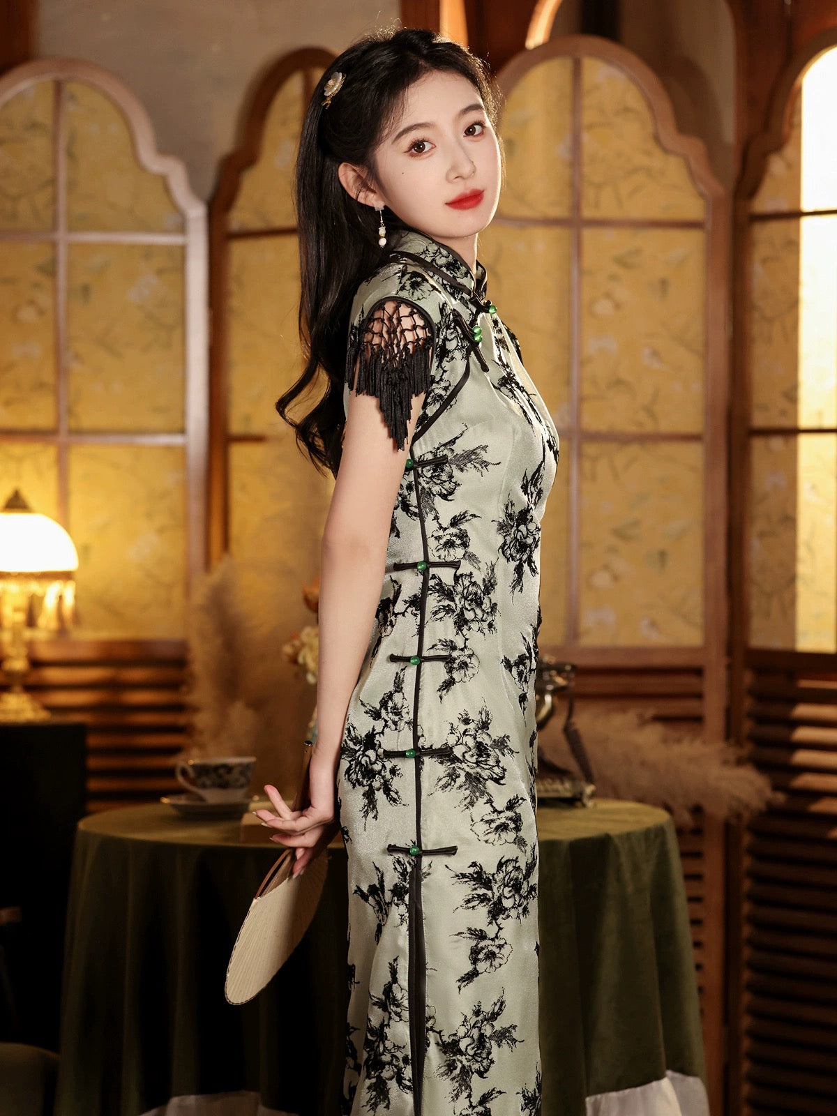 Green Beauty Floral Cheongsam