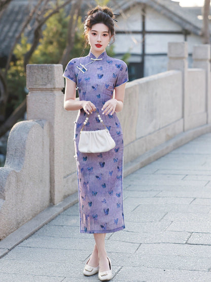 Purple Butterfly Cheongsam