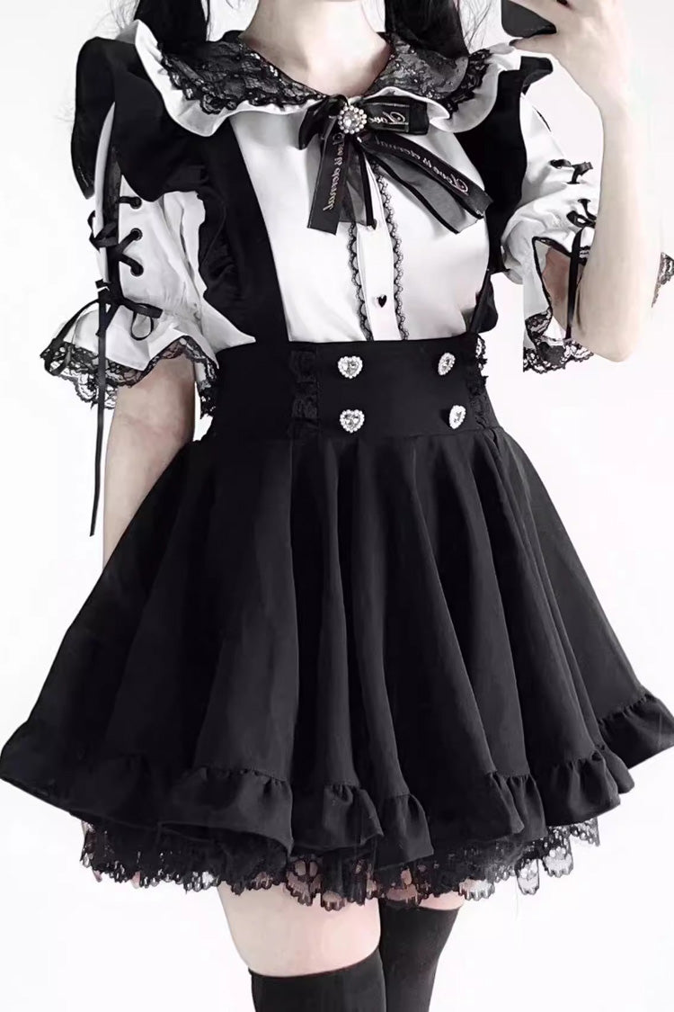Black Lace Ruffle Jirai Kei Strap Dress - Japanese Street Style